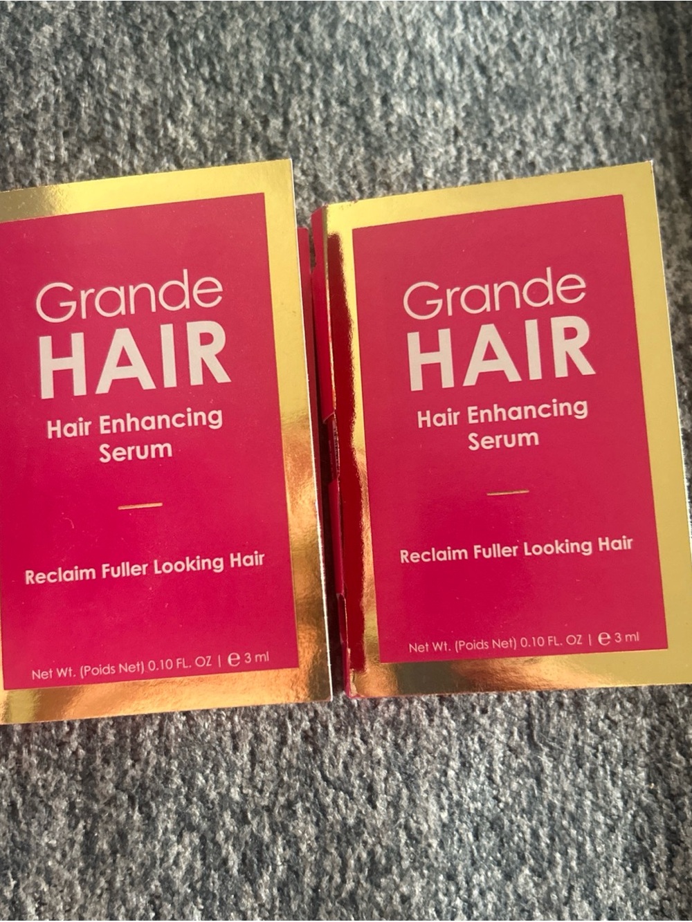 Grande Cosmetics Grandehair Hair Enhancing Serum .1 oz 3 ml x2 New Travel